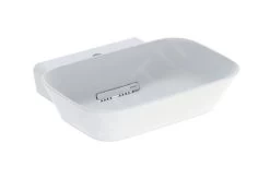 Geberit ONE - Opzetwastafel 50x43x15 Cm, Verborgen Overloop, Kraangat, Afvoer Horizontaal, Mat Wit 505.053.00.1