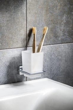 Aqualine Apollo - Tandenborstelhouder, Mat Glas/chroom 1416-04 -Thuis Badkamer Verkoop Winkel 60b433d50bc8b024f4db526e