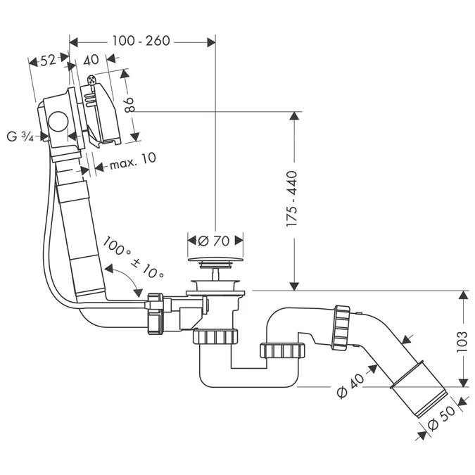 Hansgrohe Exafill - Complete Set Voor Badafvoer, Overloop En Vulcombinatie Voor Normale Baden, Chroom 58123000 2 Hansgrohe Exafill - Complete Set Voor Badafvoer, Overloop En Vulcombinatie Voor Normale Baden, Chroom 58123000 - Afbeelding 2